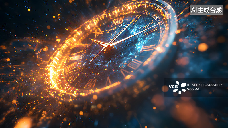 【AI数字艺术】时光飞逝抽象意境，表盘飞速转动模型隐喻时间流逝图片素材