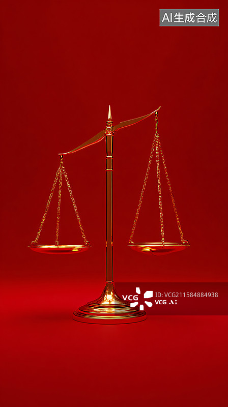 【AI数字艺术】红色背景金色天平图片素材