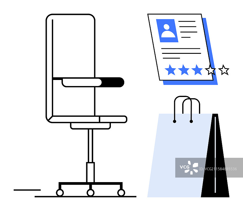 办公椅简历，带评分和购物信息图片素材