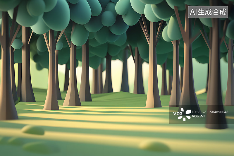 【AI数字艺术】3D松柏森林树林图片素材