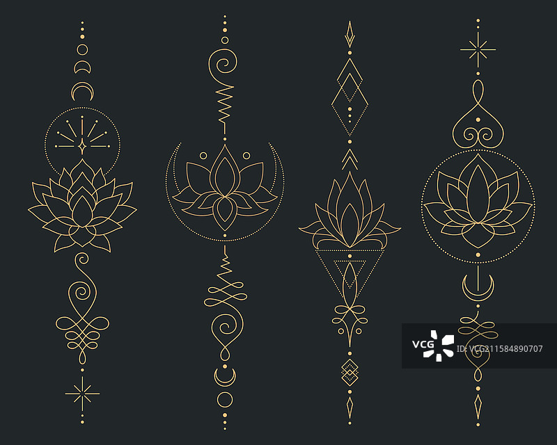 神秘莲花的神圣几何图形与乌纳罗梅波西米亚风格图片素材