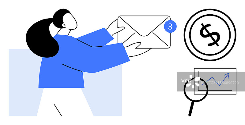 女性收到财务电子邮件通知图片素材