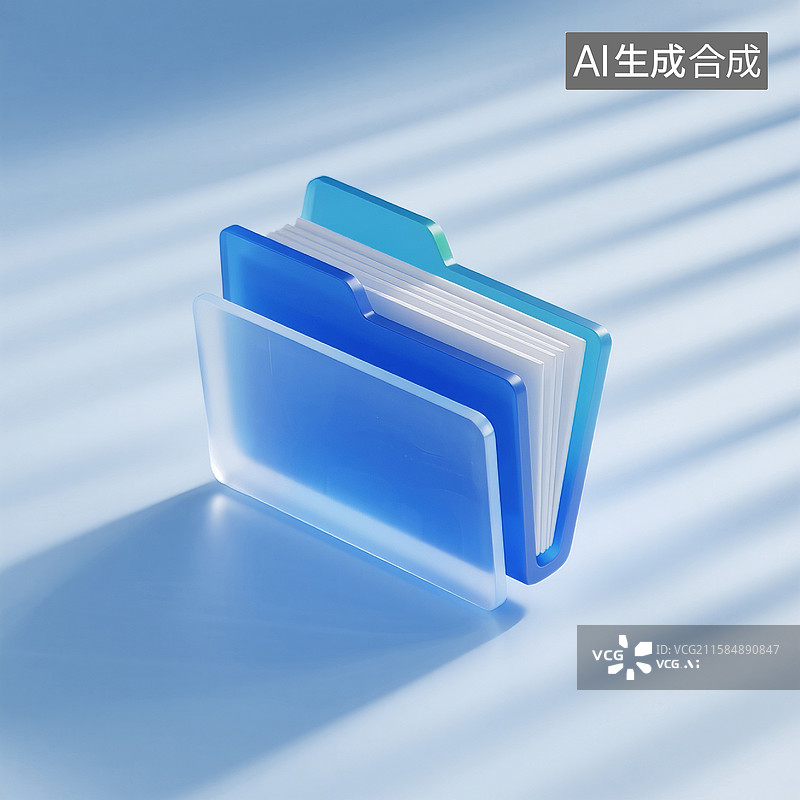 【AI数字艺术】蓝色透明现代数字文件夹图标设计图片素材