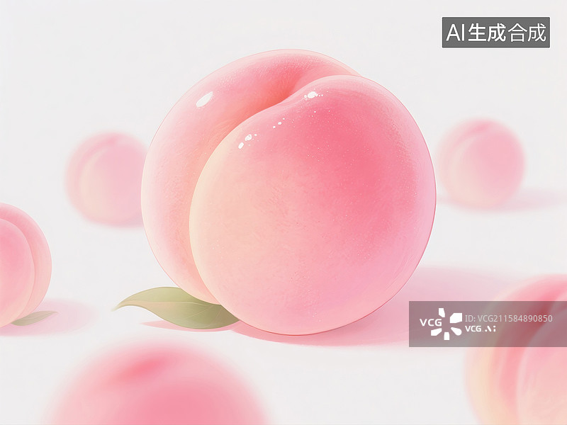 【AI数字艺术】粉嫩桃子的艺术插画图片素材