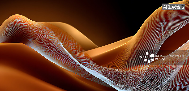 【AI数字艺术】流动的橙色波浪形态图片素材