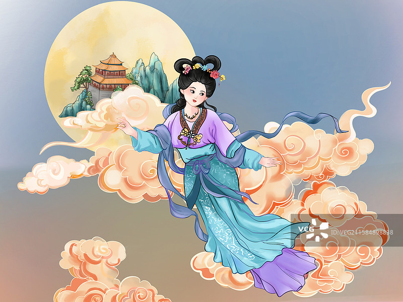 神话故事嫦娥奔月图片素材