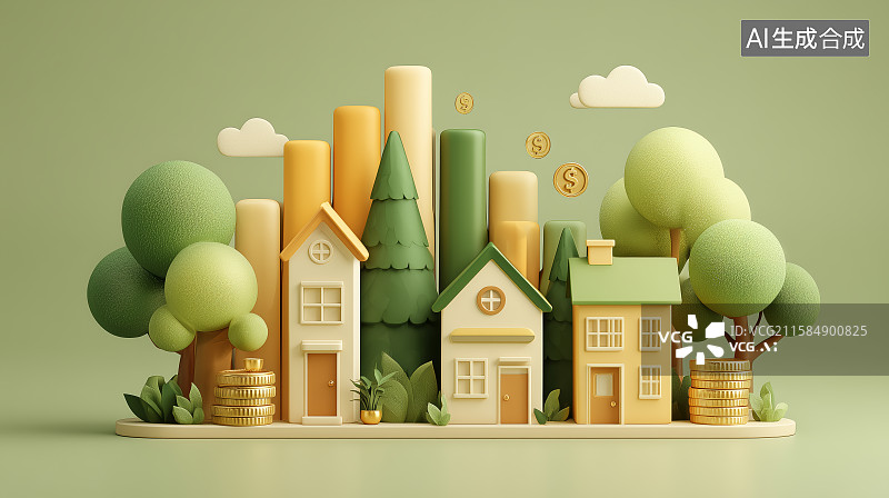 【AI数字艺术】绿色生态社区模型图片素材