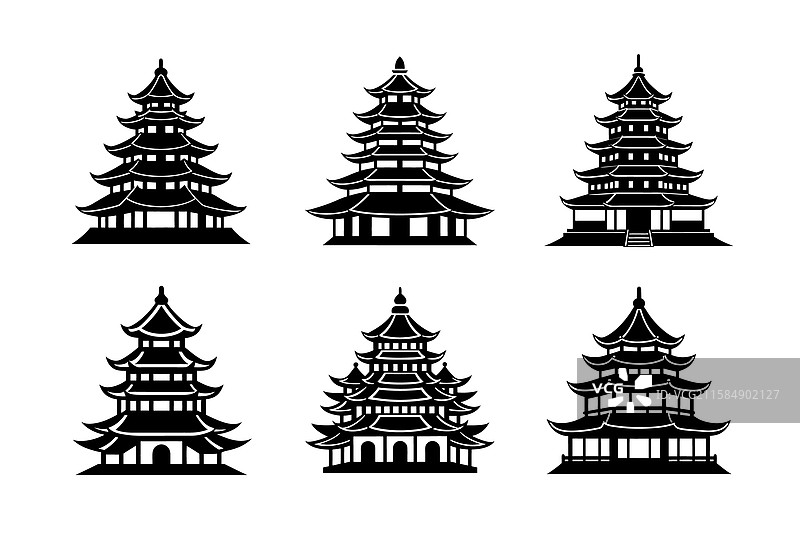 宝塔剪影艺术套件图片素材