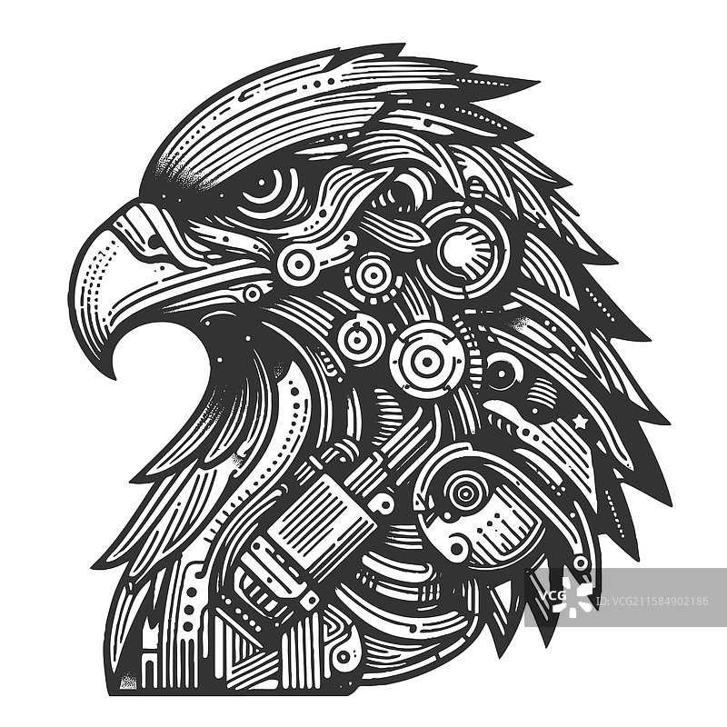 赛博鹰头雕刻图片素材