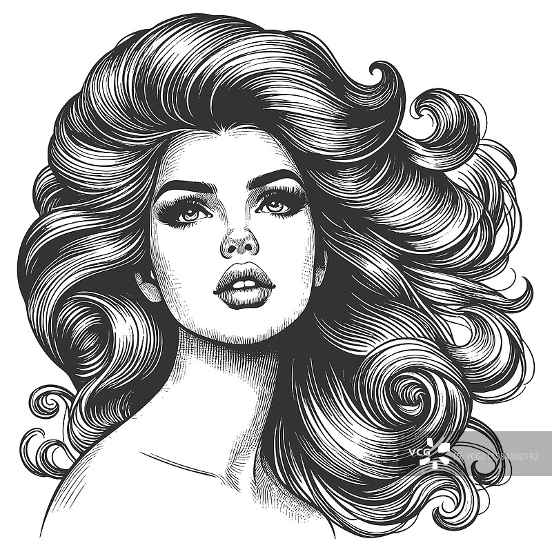 头发夸张丰盈的女性图片素材