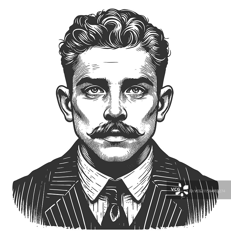 绅士肖像雕刻图片素材
