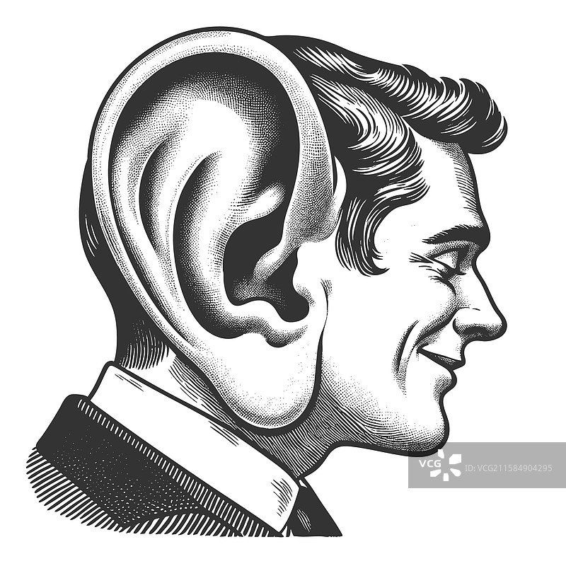 大耳朵男人的雕刻图片素材