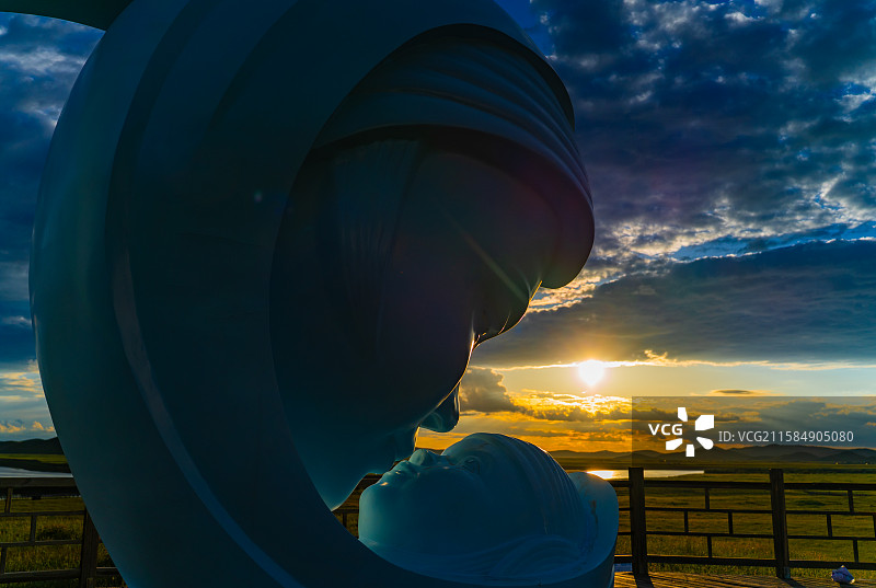 四川阿坝若尔盖唐克镇黄河九曲第一湾景点妈妈的吻图片素材