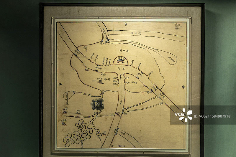 江苏省扬州中国大运河博物馆“中国的世界遗产”展：汶上县湖河泉源图（复制；清光绪，国家图书馆藏）图片素材