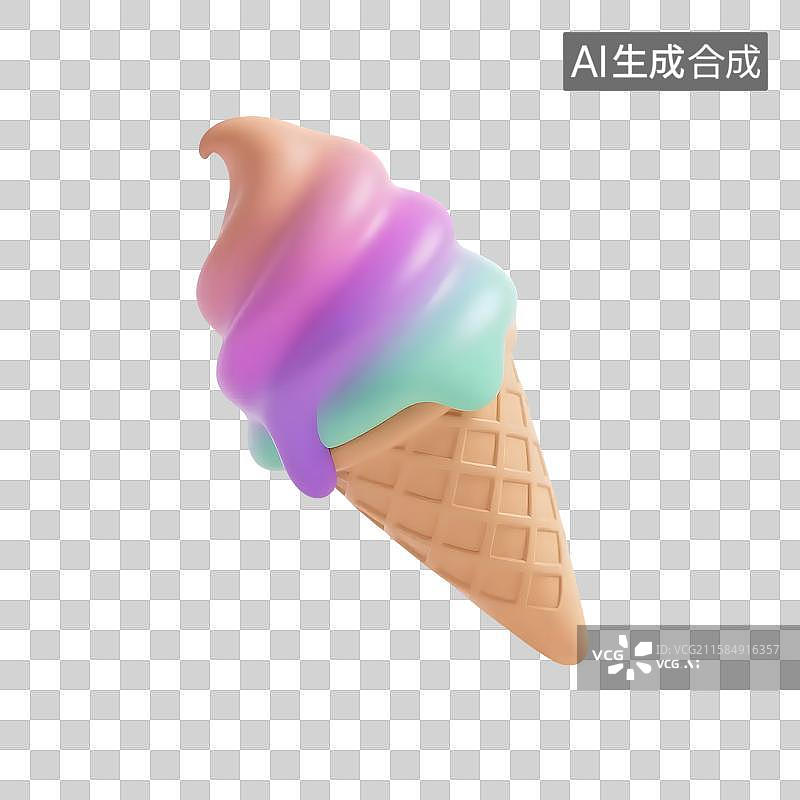 【AI数字艺术】3D冰淇淋圣代甜筒图片素材