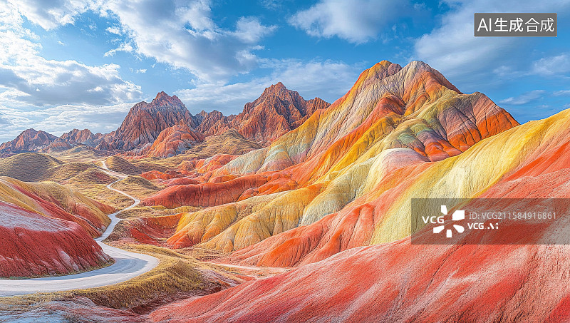 【AI数字艺术】七彩丹霞山脉自然风光图片素材