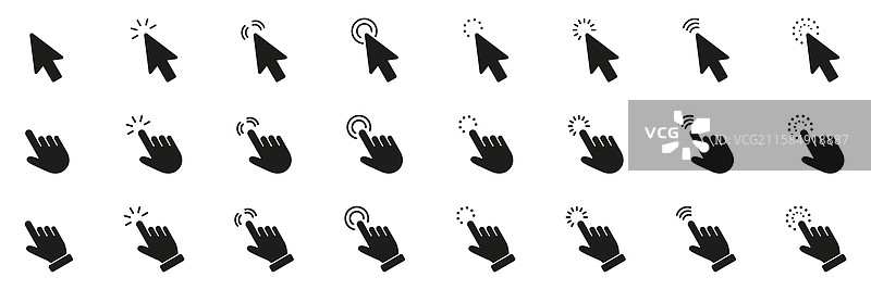 光标和手点击实心图标集点击和图片素材