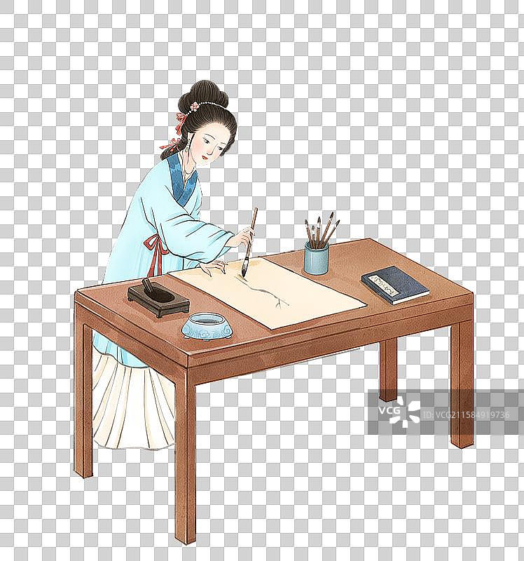 手绘水彩金陵十二钗之贾惜春免抠元素图片素材