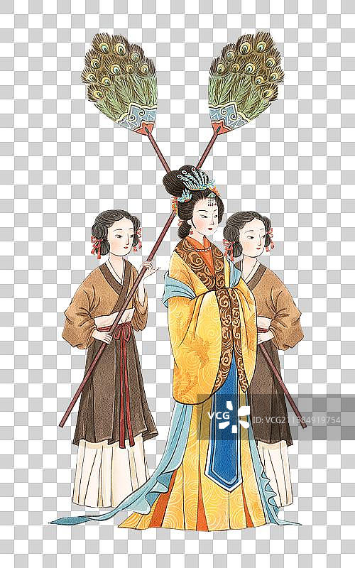 手绘水彩金陵十二钗之贾元春省亲免抠元素图片素材