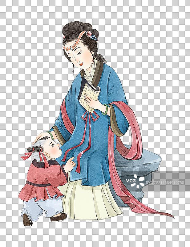 手绘水彩金陵十二钗之李纨人免抠元素图片素材