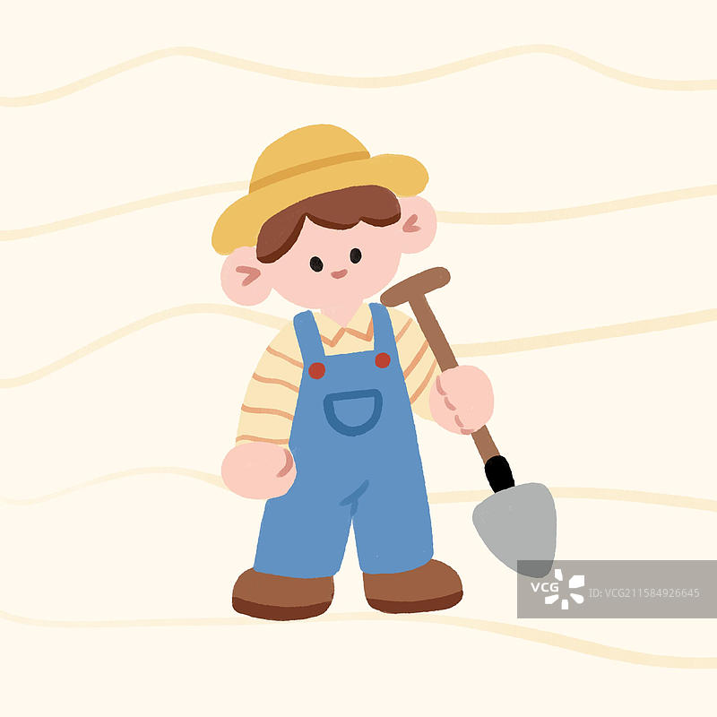 卡通农业农民耕种植树节图片素材