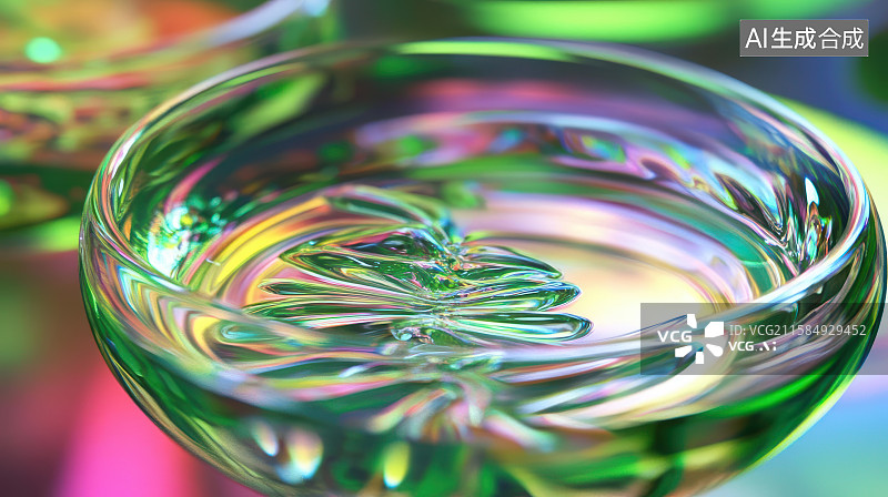 【AI数字艺术】玻璃器皿绿色微粒微观世界图图片素材