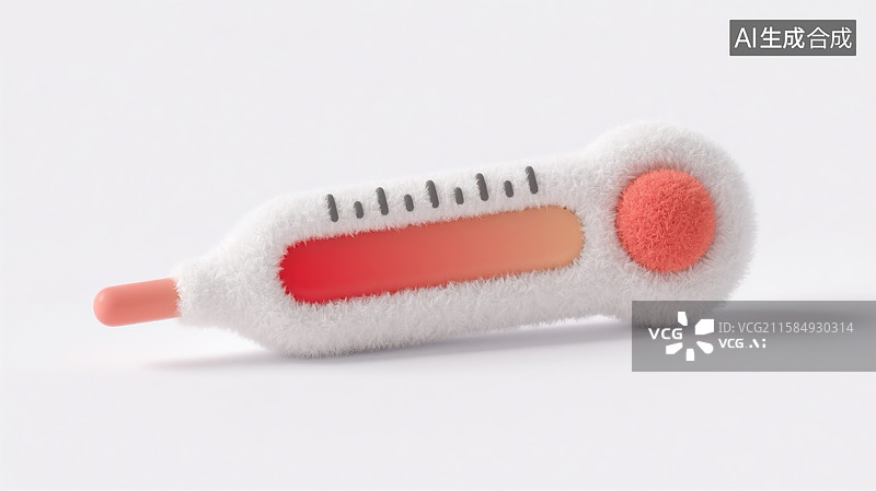 【AI数字艺术】可爱3D温度计毛毡插画创意抽象商业背景萌趣设计健康监测医疗保健养生医疗保健工具图片素材