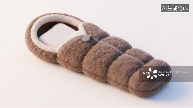 【AI数字艺术】温馨3D睡袋毛毡插画创意抽象商业背景萌趣设计户外探险露营和旅行露营装备图片素材