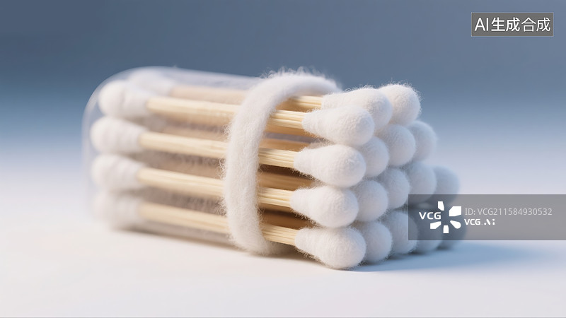 【AI数字艺术】可爱3D棉签毛毡插画包装创意抽象商业背景萌趣设计个人卫生美容护理家居必需品多用途日常工具图片素材