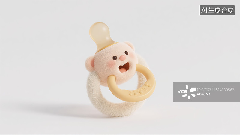 【AI数字艺术】可爱3D咬咬乐毛毡插画创意抽象商业背景婴儿护理儿童发展育儿安全婴儿口腔舒图片素材