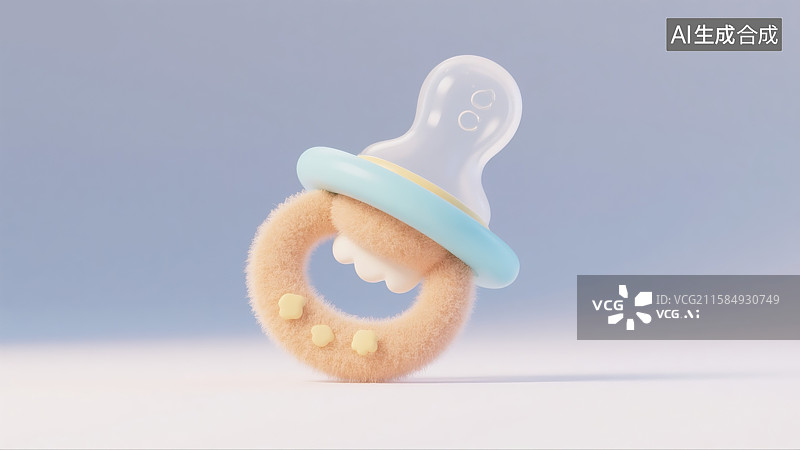【AI数字艺术】可爱3D咬咬乐毛毡插画创意抽象商业背景婴儿护理儿童发展育儿安全婴儿口腔舒图片素材