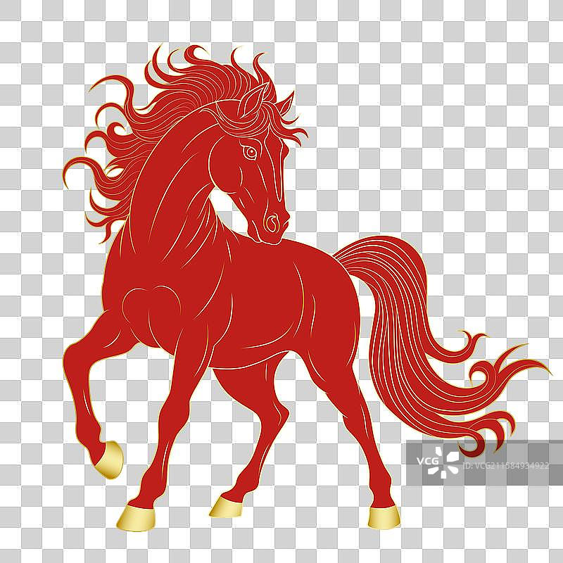 矢量的红金色马图片素材