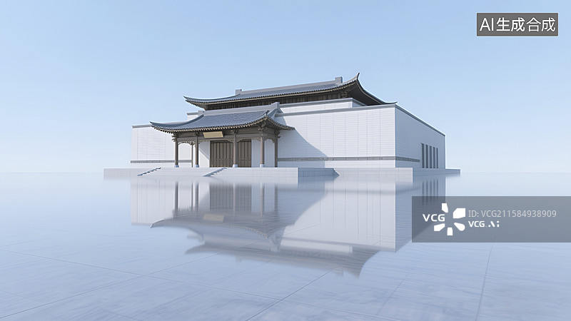 【AI数字艺术】中式古建筑博物馆3D场景图图片素材