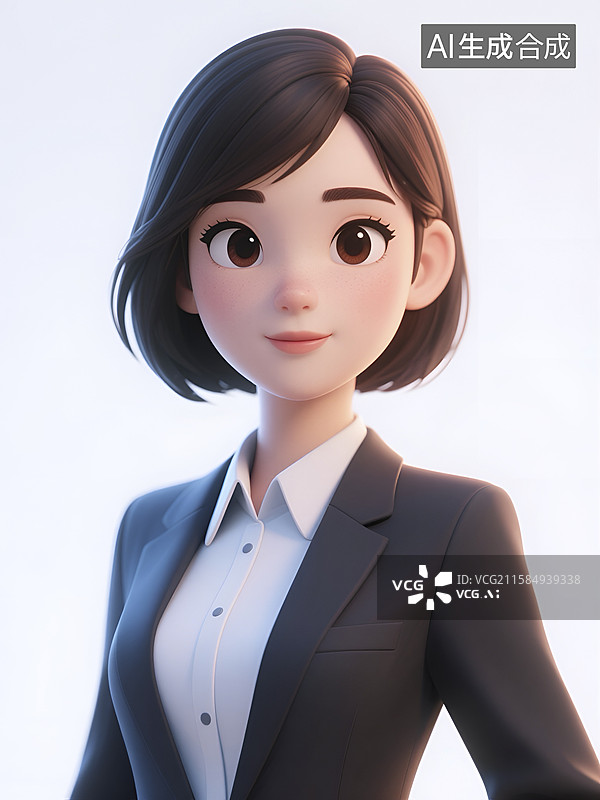 【AI数字艺术】3D卡通风格的职业女性形象图图片素材