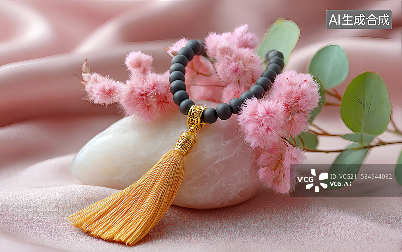 【AI数字艺术】一串精美的玛瑙水晶手串图片素材