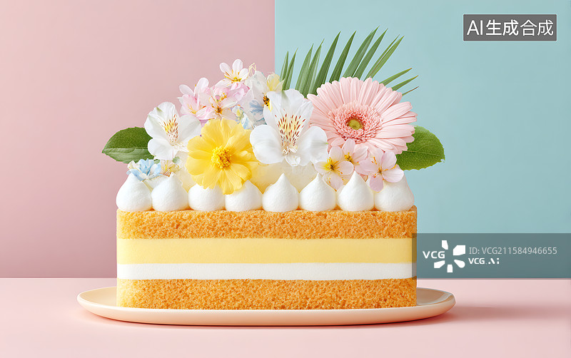 【AI数字艺术】一块美味的水果蛋糕图片素材