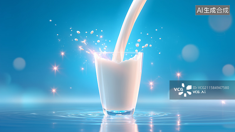 【AI数字艺术】牛奶倾倒闪耀创意场景图片素材