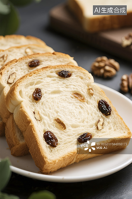 【AI数字艺术】果仁吐司面包图片素材