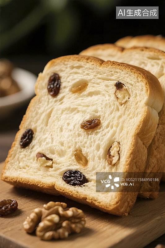 【AI数字艺术】果仁吐司面包图片素材