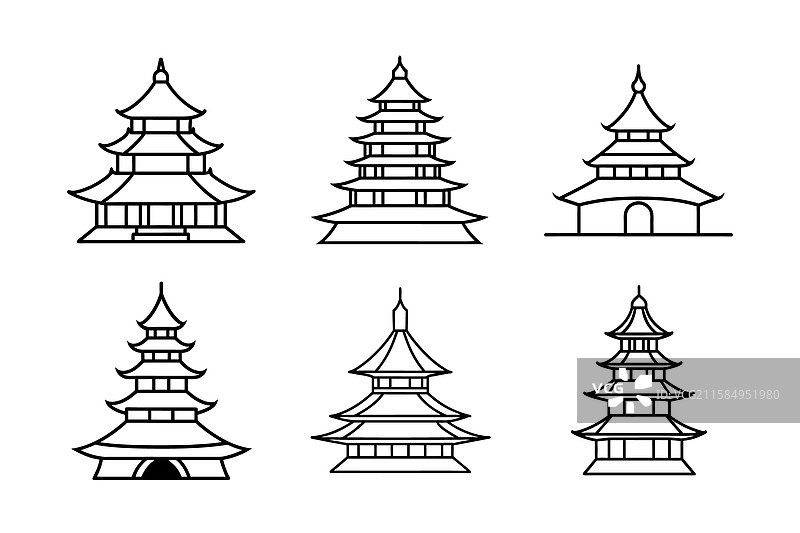 宝塔线条艺术套件图片素材
