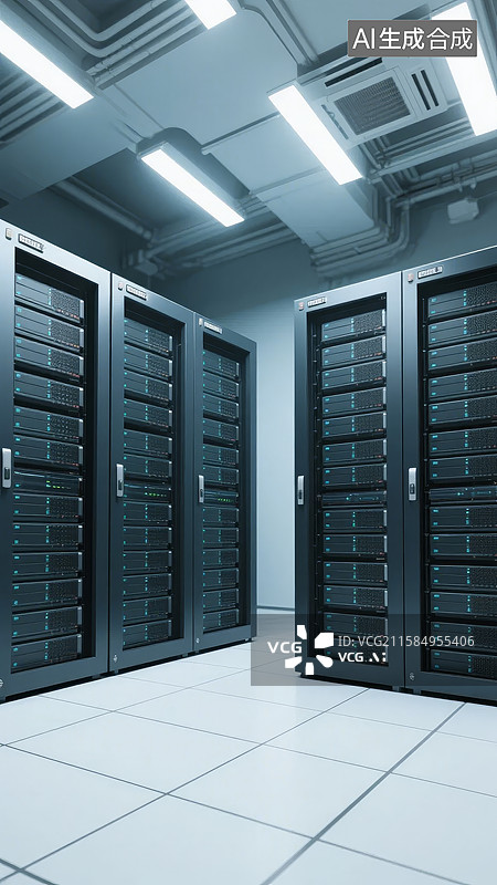 【AI数字艺术】现代化数据中心服务器机房图片素材