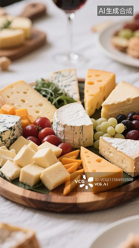 【AI数字艺术】精致奶酪拼盘与水果搭配图片素材