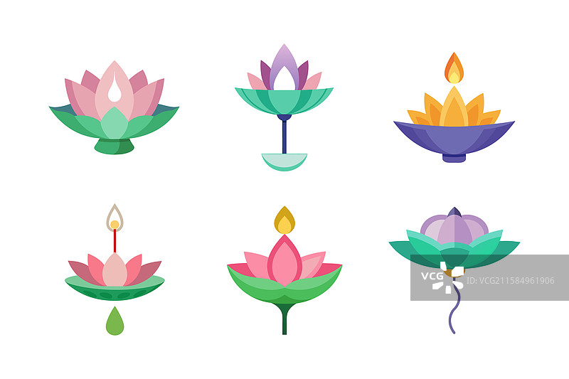 漂浮的莲花灯艺术套件图片素材