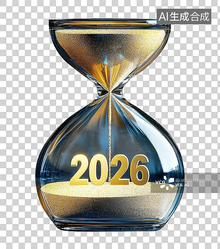 【AI数字艺术】2026蛇年金色沙漏倒计时图片素材