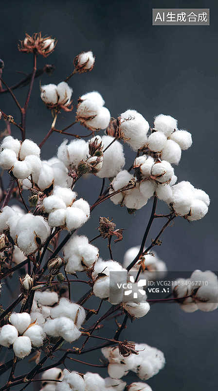 【AI数字艺术】棉花枝头绽放 洁白绒絮图片素材