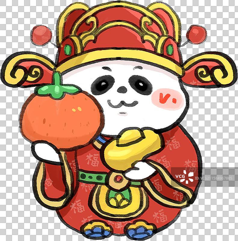 熊猫财神爷拿着橘子图片素材