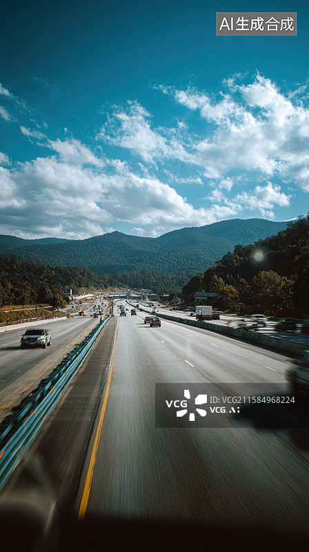 【AI数字艺术】高速公路上的行驶景象图片素材