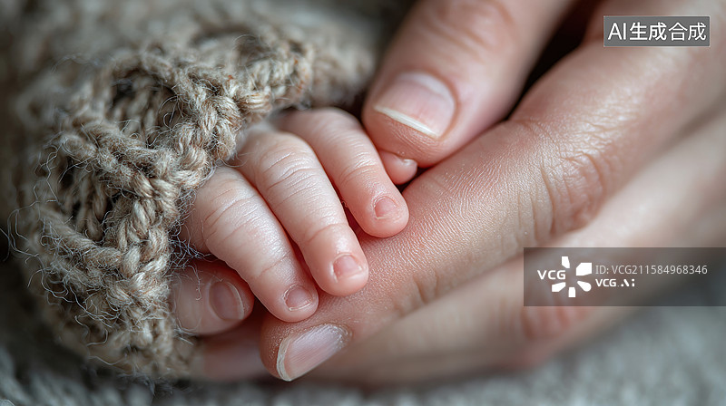 【AI数字艺术】温暖的手握着婴儿小手图片素材