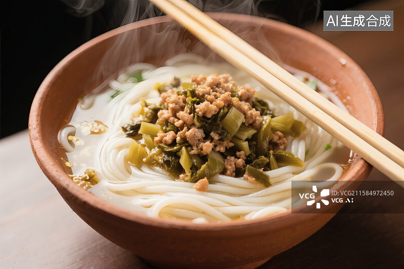 【AI数字艺术】一碗美味的酸菜肉丝米线图片素材