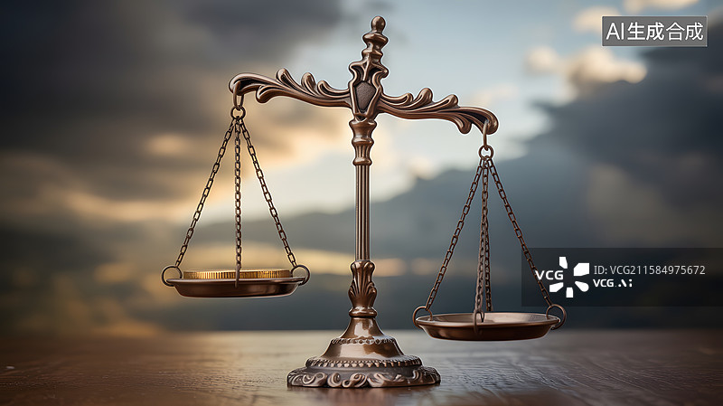 【AI数字艺术】天平与天空背景图片素材